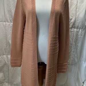 Old Navy Apricot 3/4 Cardigan Sweater with Ribbed Detailing